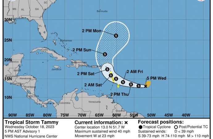 Se forma al Este de las Antillas Menores la tormenta tropical Tammy