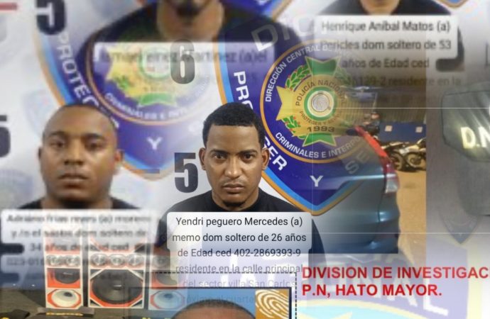 Policía identifica cuatro  y persigue a quinto integrante de banda que simulaba ser de la DNCD para cometer atracos