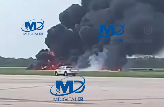 Se incendia aeronave tras aterrizaje de emergencia en el Aeropuerto Internacional de La Romana