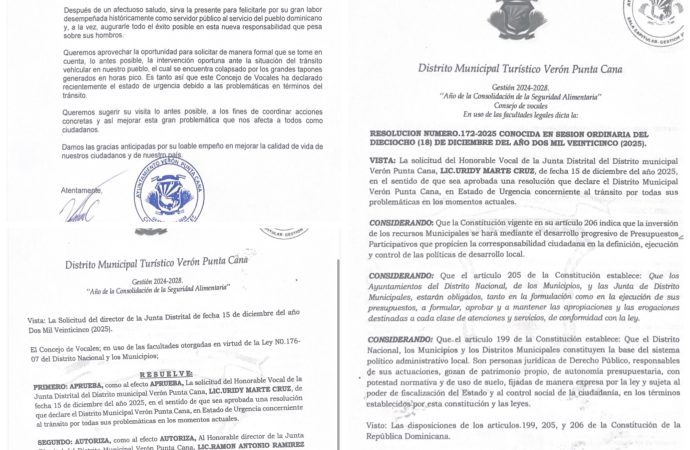 Concejo de Vocales de Verón solicita al INTRANT intervención urgente ante crisis del tránsito